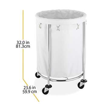 Whitmor Round Commercial Laundry Hamper with Wheels