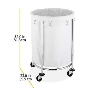 Whitmor Round Commercial Laundry Hamper with Wheels
