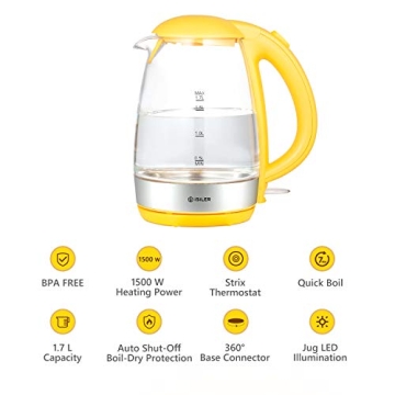 iSiLER 1500W Electric Kettle with LED Indicator