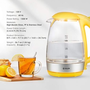 iSiLER 1500W Electric Kettle with LED Indicator