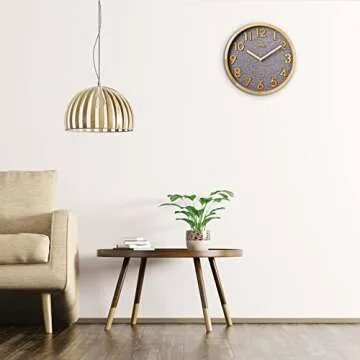 JIYUERLTD Silent Wall Clock with Wood Numbers & Non-Ticking