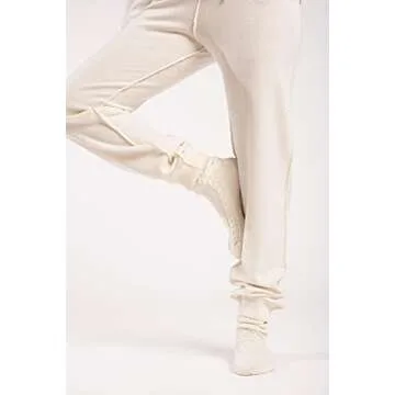 100% Pure Cashmere Women's Sleep Socks, 3-Ply Ultra Soft Cozy Cable Knit, Luxury Bed Socks for Warmth, Comfort, and Lounging (Cream)