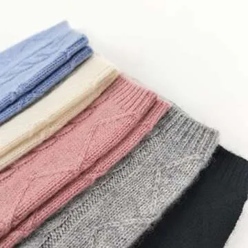 100% Pure Cashmere Women's Sleep Socks, 3-Ply Ultra Soft Cozy Cable Knit, Luxury Bed Socks for Warmth, Comfort, and Lounging (Cream)