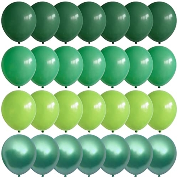 12 Inch Green Balloons in Assorted Shades for Jungle Parties 70 Count