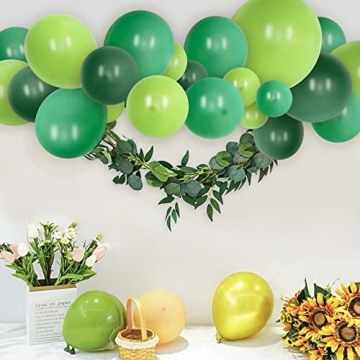 12 Inch Assorted Green Balloons for Parties 70 Count