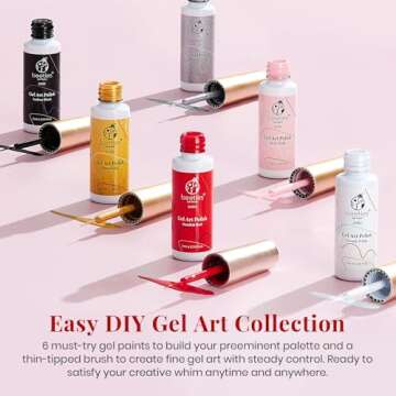 Beetles Gel Polish 6 Pcs Black White Red Gold Silver Glitters Colors Paint Swirl Built Thin Brush in Bottle Soak off Uv Led Lamp Nail Art Liner Gel Polish Set