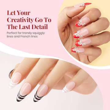 Beetles Gel Polish 6 Pcs Black White Red Gold Silver Glitters Colors Paint Swirl Built Thin Brush in Bottle Soak off Uv Led Lamp Nail Art Liner Gel Polish Set