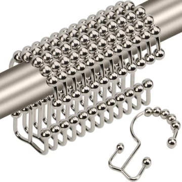 Gidse Shower Curtain Hooks,Sturdy Stainless Steel Double Sided Shower Hooks Rings for Bathroom Showe...