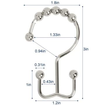 Gidse Shower Curtain Hooks Set of 12, Stainless Steel