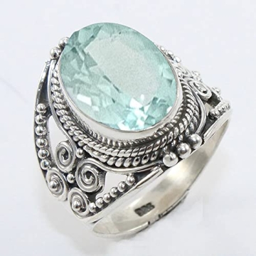 925 Sterling Silver Aquamarine Statement Ring for Women
