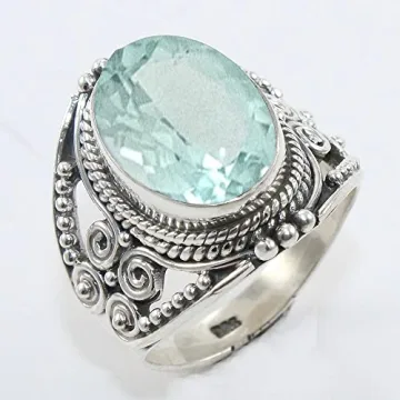 925 Sterling Silver Aquamarine Statement Ring for Women