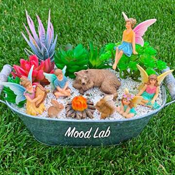 Mood Lab Fairy Garden - Miniature Fairies Figurines Accessories - Camping Kit of 9 pcs - Set for Out...