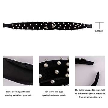 KICOSY Fashion Pearl Headbands - Velvet Knotted Hair Accessories for All Styles