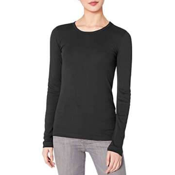 TAIPOVE Women's Long Sleeve T Shirt Cotton Long-Sleeve Crewneck T-Shirt Basic Layer Underscrub Tee Tops Black/White/Gray