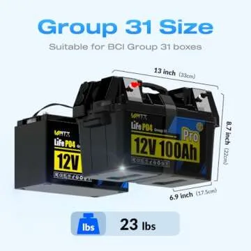 Wattcycle 12V 100Ah LiFePO4 Lithium Battery, BCI Group 31,Deep Cycle Up to 15000 Cycles, 110A BMS, Low Temperature Protection, 10 Years Lifespan, Perfect for RV/Home Energy Storage