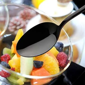 Black Silverware Set Stainless Steel, 40 Pieces Utensil Serve for 8 Including Fork Spoon and Knife, Mirror Polished Flatware Sets with Gift Package Suit Wedding(Shiny Black)