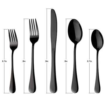 Black Silverware Set Stainless Steel, 40 Pieces Utensil Serve for 8 Including Fork Spoon and Knife, Mirror Polished Flatware Sets with Gift Package Suit Wedding(Shiny Black)