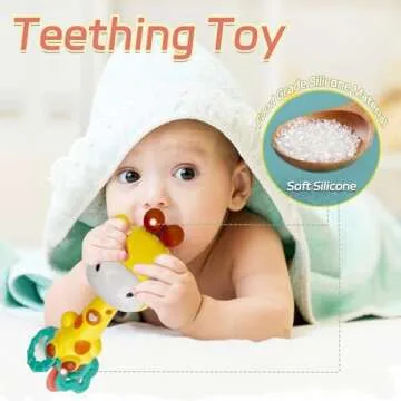 Baby Music Rattle Toy - Cute Giraffe Teething Sensory Toy for 6-24 Months Babies