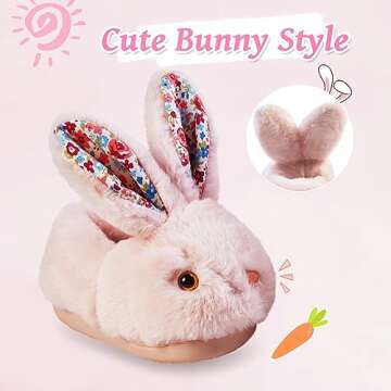 Girls Toddler Slippers Boys House Shoes for Little Kids Cute with Bunny Design Plush Indoor Slippers...