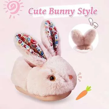 Girls Toddler Slippers Boys House Shoes for Little Kids Cute with Bunny Design Plush Indoor Slippers...