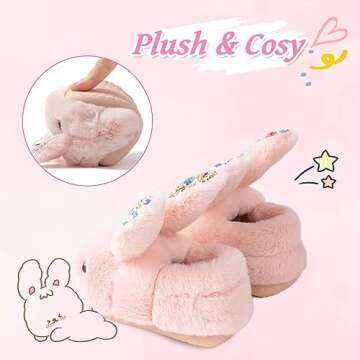 Girls Toddler Slippers Boys House Shoes for Little Kids Cute with Bunny Design Plush Indoor Slippers Non-Slip Pink 6-6.5 Toddler