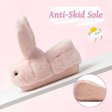Girls Toddler Slippers Boys House Shoes for Little Kids Cute with Bunny Design Plush Indoor Slippers Non-Slip Pink 6-6.5 Toddler