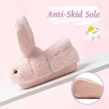Girls Toddler Slippers Boys House Shoes for Little Kids Cute with Bunny Design Plush Indoor Slippers Non-Slip Pink 6-6.5 Toddler