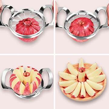 TIUTIUU Apple Slicer, 12-Blade Extra Large Apple Corer, Stainless Steel Ultra-Sharp Apple Cutter, Pitter, Wedger. Upgraded Version Apple Corer Peeler Designed for Up to 4 Inches Apples