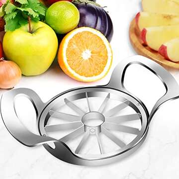 TIUTIUU Apple Slicer, 12-Blade Extra Large Apple Corer, Stainless Steel Ultra-Sharp Apple Cutter, Pitter, Wedger. Upgraded Version Apple Corer Peeler Designed for Up to 4 Inches Apples