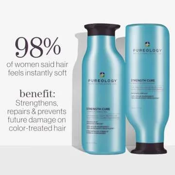 Pureology Strength Cure Strengthening Shampoo & Conditioner Bundle | For Damaged, Color Treated Hair | Sulfate-Free | Vegan | Updated Packaging | 9 Fl. Oz.