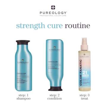 Pureology Strength Cure Strengthening Shampoo & Conditioner Bundle | For Damaged, Color Treated Hair | Sulfate-Free | Vegan | Updated Packaging | 9 Fl. Oz.