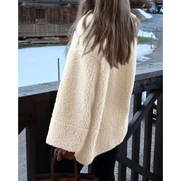 PRETTYGARDEN Women's Warm Winter Coats Casual Long Sleeve Button up Fuzzy Sherpa Fleece Jackets Outerwear (Beige,Large)