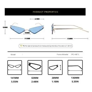 LUJAUXV Cat Eye Sunglasses for Women Trendy Cateye Sunglasses Futuristic Cool Y2K Small Cat Eye Glasses Stylish Lens