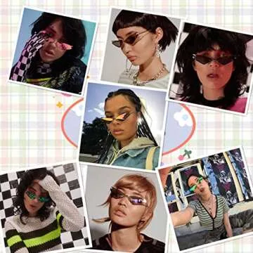 LUJAUXV Cat Eye Sunglasses for Women Trendy Cateye Sunglasses Futuristic Cool Y2K Small Cat Eye Glasses Stylish Lens