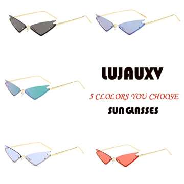 LUJAUXV Cat Eye Sunglasses for Women Trendy Cateye Sunglasses Futuristic Cool Y2K Small Cat Eye Glasses Stylish Lens