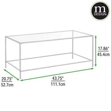 mDesign Modern Glass Coffee Table for Versatile Living