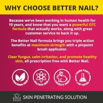 Better Nail - Treatment for Fungus Under & Around the Nail - Maximum Strength, 25% Anti Fungal Solution for Nail Support, Nail Restoring