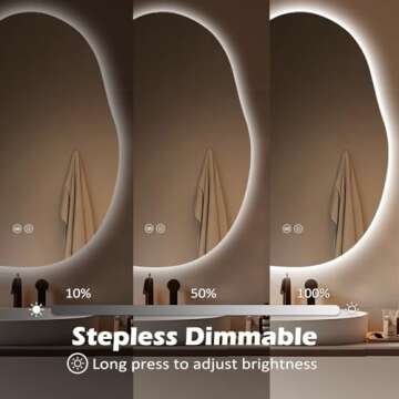 Yoding LED Bathroom Mirror with Lights 24x32, Stepless Dimmable Irregular LED Mirror with 3 Colors, Anti-Fog, Shatter-Proof, Memory, Frameless Makeup Mirror for Bathroom (Horizontal/Vertical)