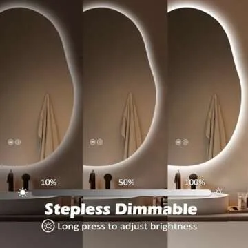 Yoding LED Bathroom Mirror with Lights 24x32, Stepless Dimmable Irregular LED Mirror with 3 Colors, Anti-Fog, Shatter-Proof, Memory, Frameless Makeup Mirror for Bathroom (Horizontal/Vertical)