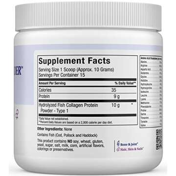 Marine Collagen Powder Unflavored - Type I Vital Wild Caught Kosher Collagen Protein Powder for Wome...