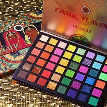UCANBE EXOTIC FLAVORS Neon Eyeshadow Makeup Palette - 48 Colorful High Pigmented - Rainbow Matte Shi...
