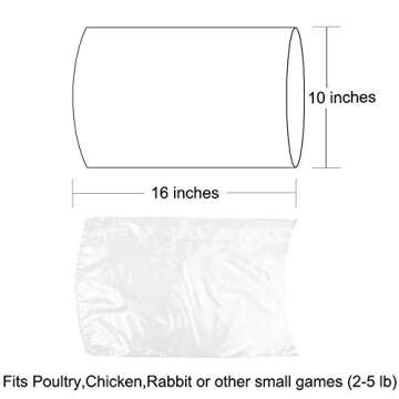 Poultry Shrink Bags,100 Pack 10x16 Inches Clear Poultry Heat Shrink Bags Freezer With 100 Zip Ties f...