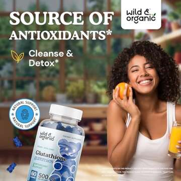 Wild & Organic L Glutathione Gummies - Reduced Glutathione 500mg for Antioxidant Support - Liver Cle...