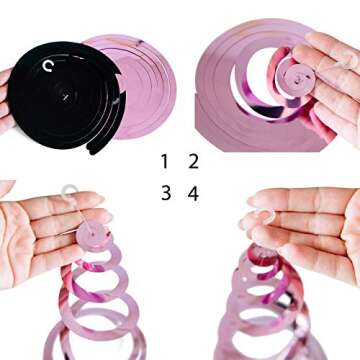 Kristin Paradise 30Ct Minnie Hanging Swirl Decorations – Pink and Black Decor for Parties