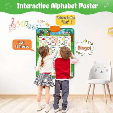 Educational Toys for 2 3 Year Old Boys Gifts: Interactive Alphabet Wall Chart Learning ABC Poster fo...