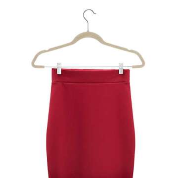 Zober Velvet Hangers with Clips - Pack of 20 Metal Clip Hangers for Pants - Notched Ivory Velvet Skirt Hangers for Pants, Skirts, Suits, Dresses & Shirts w/ 360 Degree Hook - Non Slip Felt Hangers