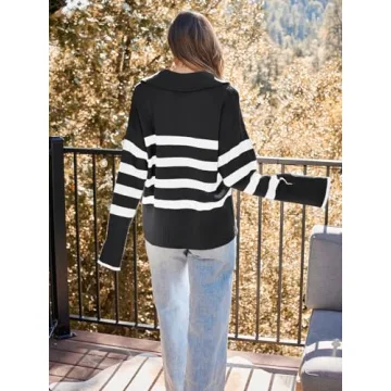 LILLUSORY Oversized Striped Sweater for Trendy Women