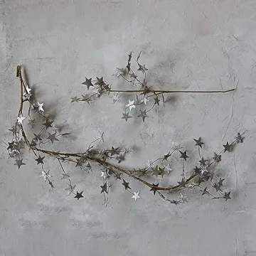Enchanting Platinum Glitter Star Garland for Holidays