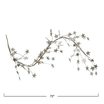 Enchanting Platinum Glitter Star Garland for Holidays