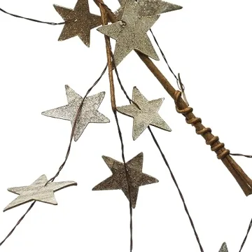 Enchanting Platinum Glitter Star Garland for Holidays